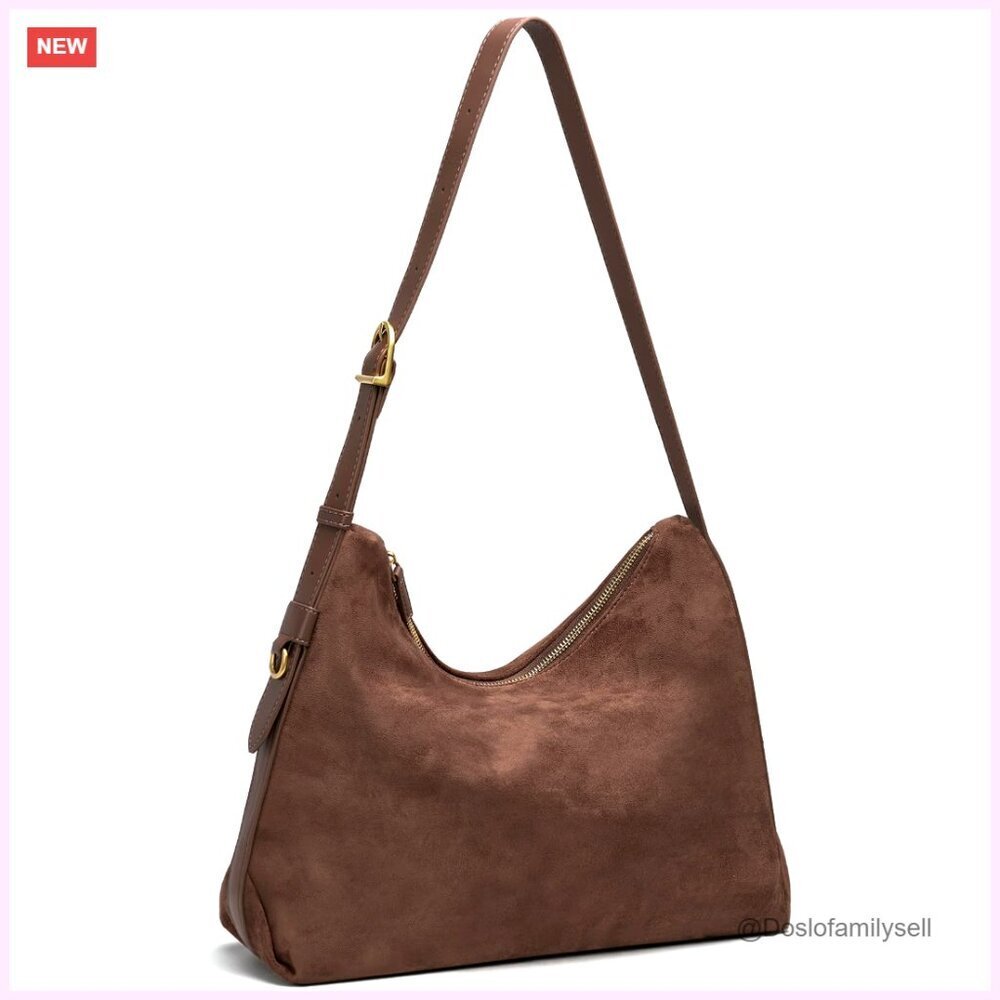 Suede Hobo Bag Slouchy Shoulder Purse Crossbody Tote Casual Chic Retro